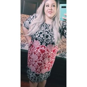 Cato chic black white and red midi dress